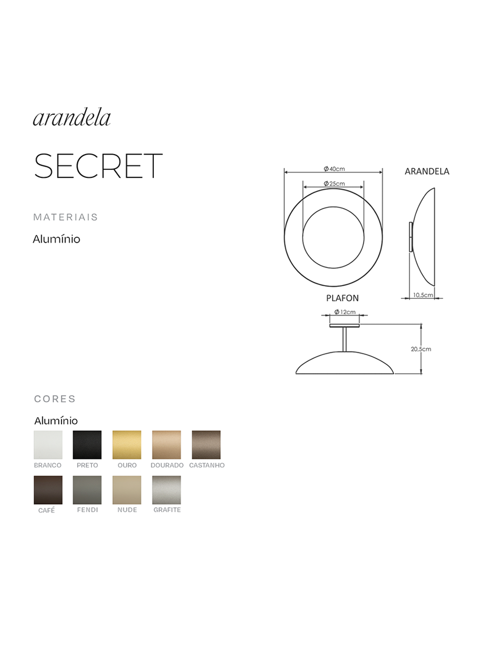 Luminária Arandela Interna e Externa IP65 Secret Bella Italia